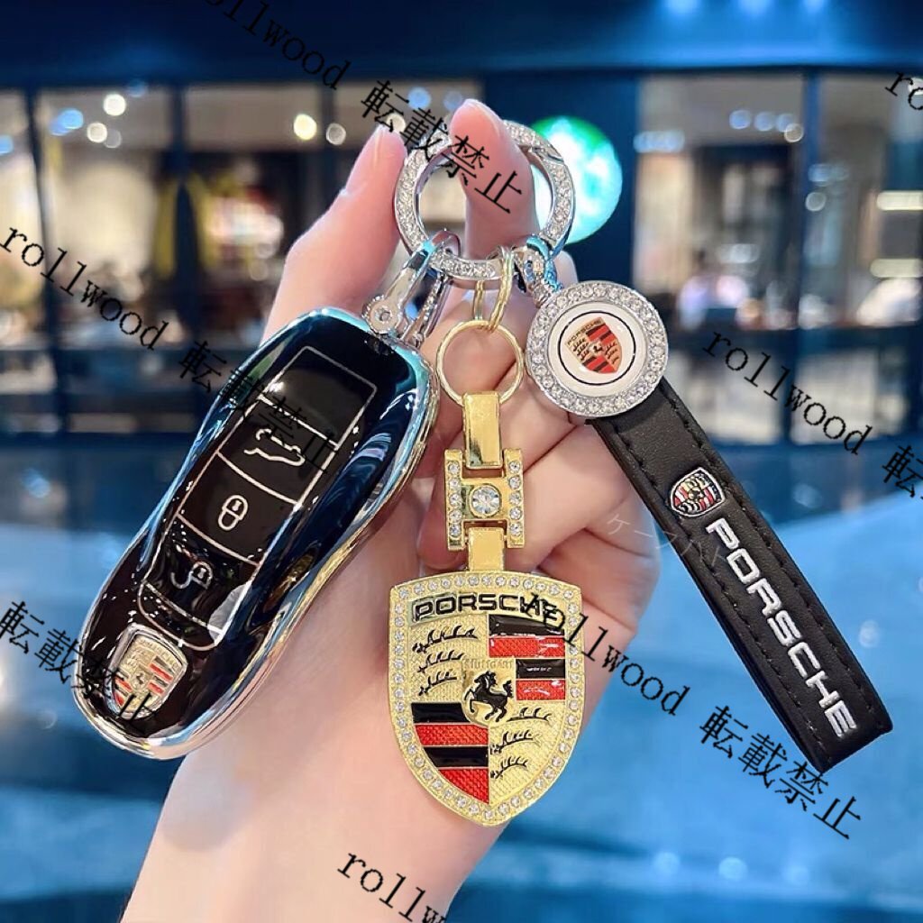 【3点セット】 ポルシェ専用 キーケース PVC製 キーカバー キーホルダー カイエン パナメーラ 911 ボクスター タイカン マカン ケイマン拍卖