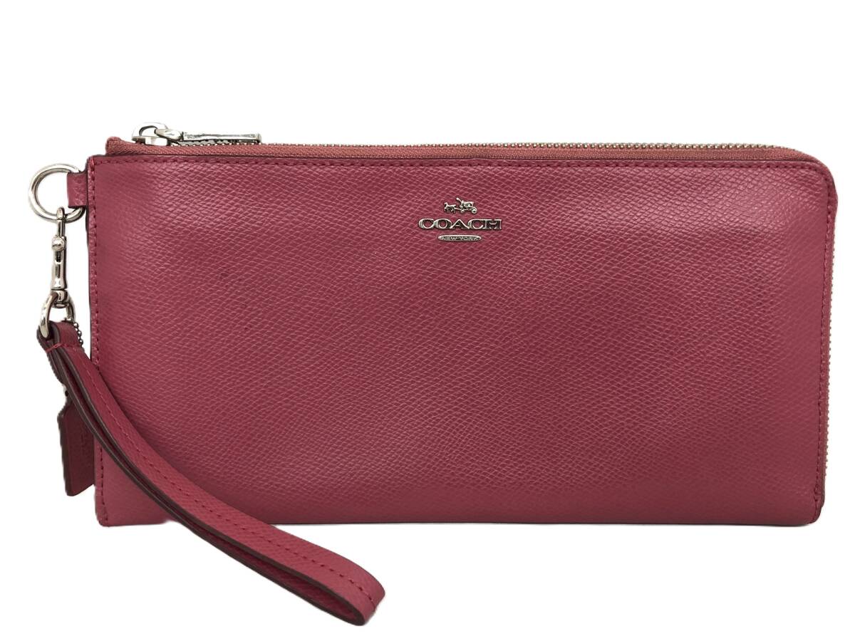 COACH コーチ F52691 L字ファスナー 長財布 ピンク /B8331F拍卖