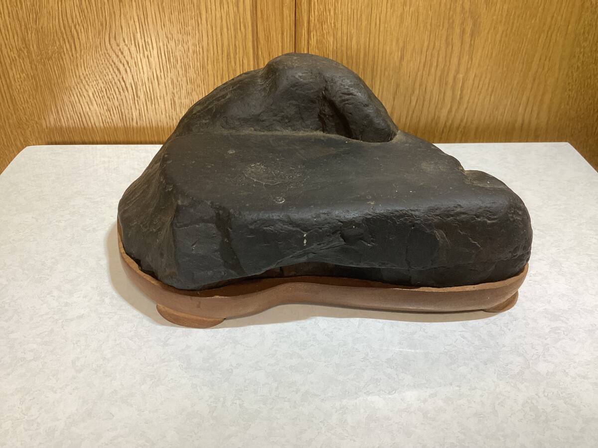 四万十川石 うぶ石 鑑賞石 台座付き拍卖