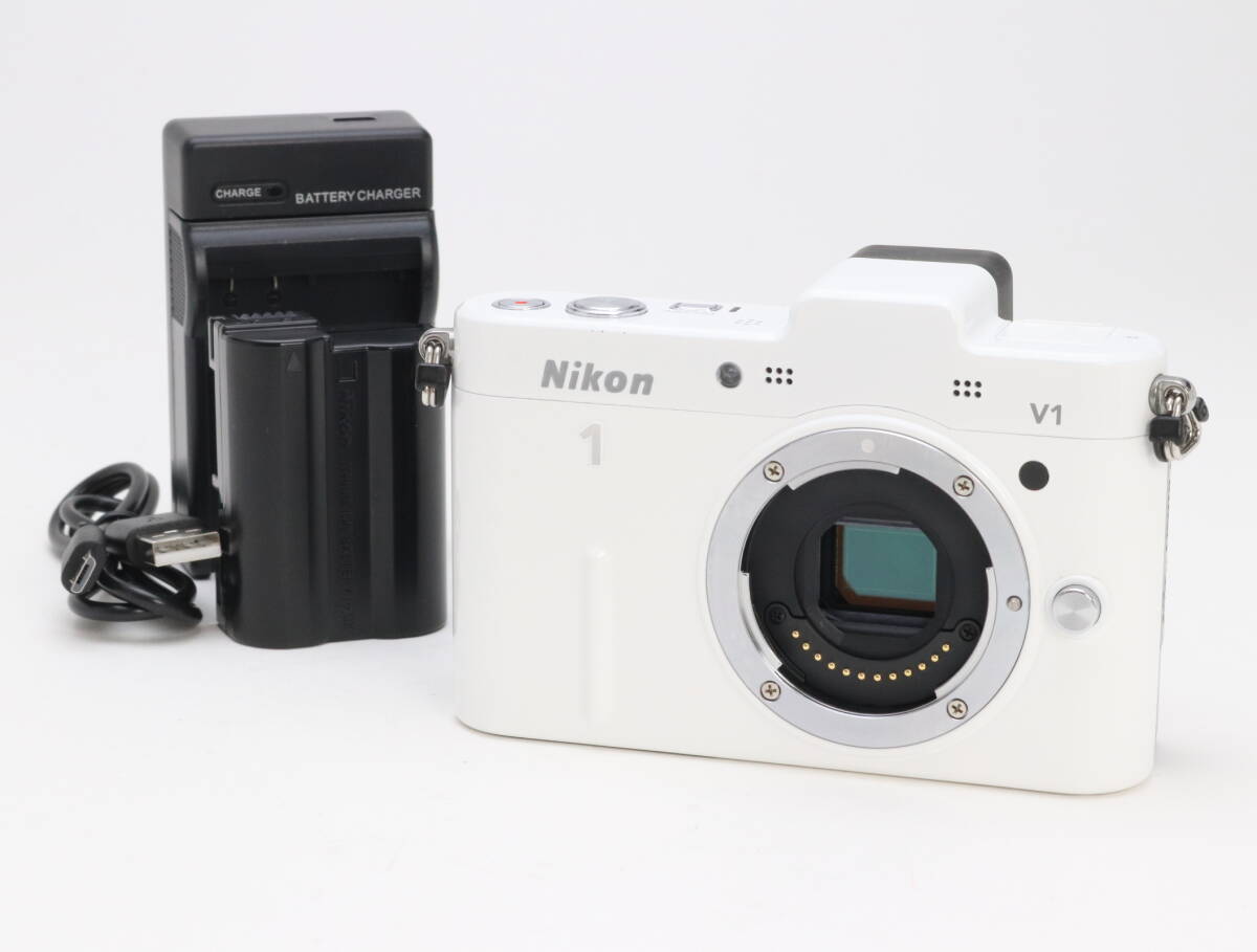 B+ (並品) Nikon ニコン 1 V1 ボディ ホワイト シャッター回数126 初期不良返品対応 99-34拍卖