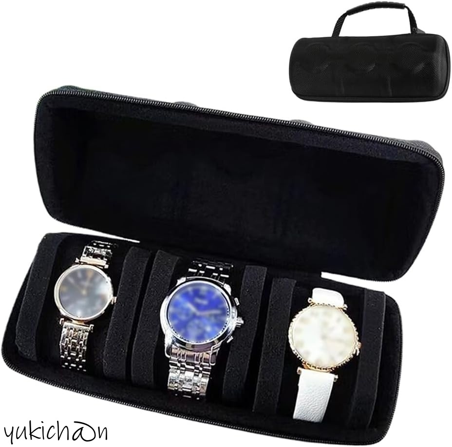 腕時計ケース ウォッチケース 時計ケース ブラック 3本 収納 ハード 持ち運び 携帯用 スポンジ内装 保護用 旅行 出張拍卖