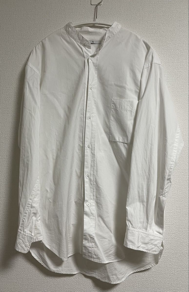 ユニクロ +J スーピマコットンオーバーサイズスタンドカラーシャツ S ホワイト拍卖