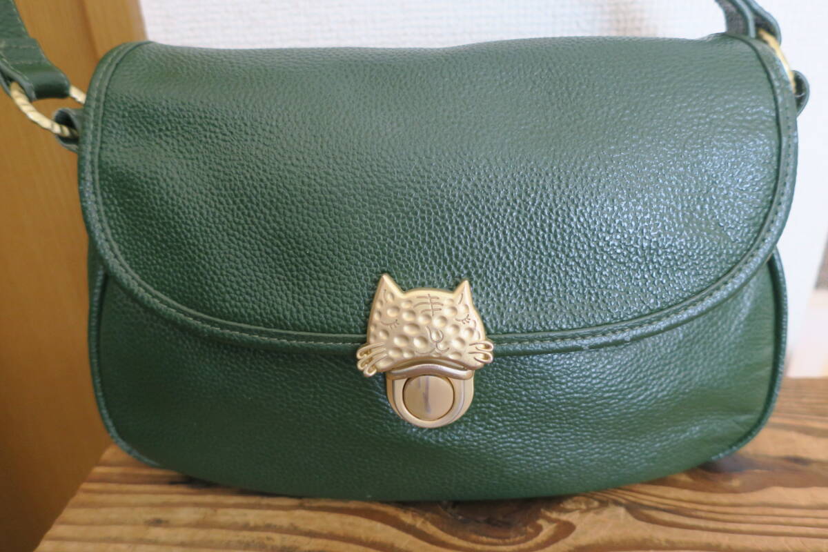 ツモリチサトのカリヤネコショルダーバッグ☆グリーン拍卖