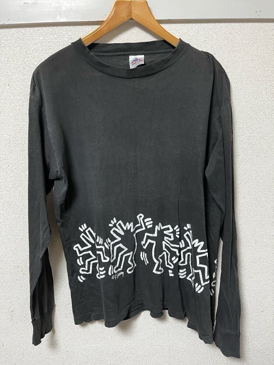 80年代当時物POP ART ロンT「Keith Haring Dancing Wolf」ダンシングウルフ 拍卖