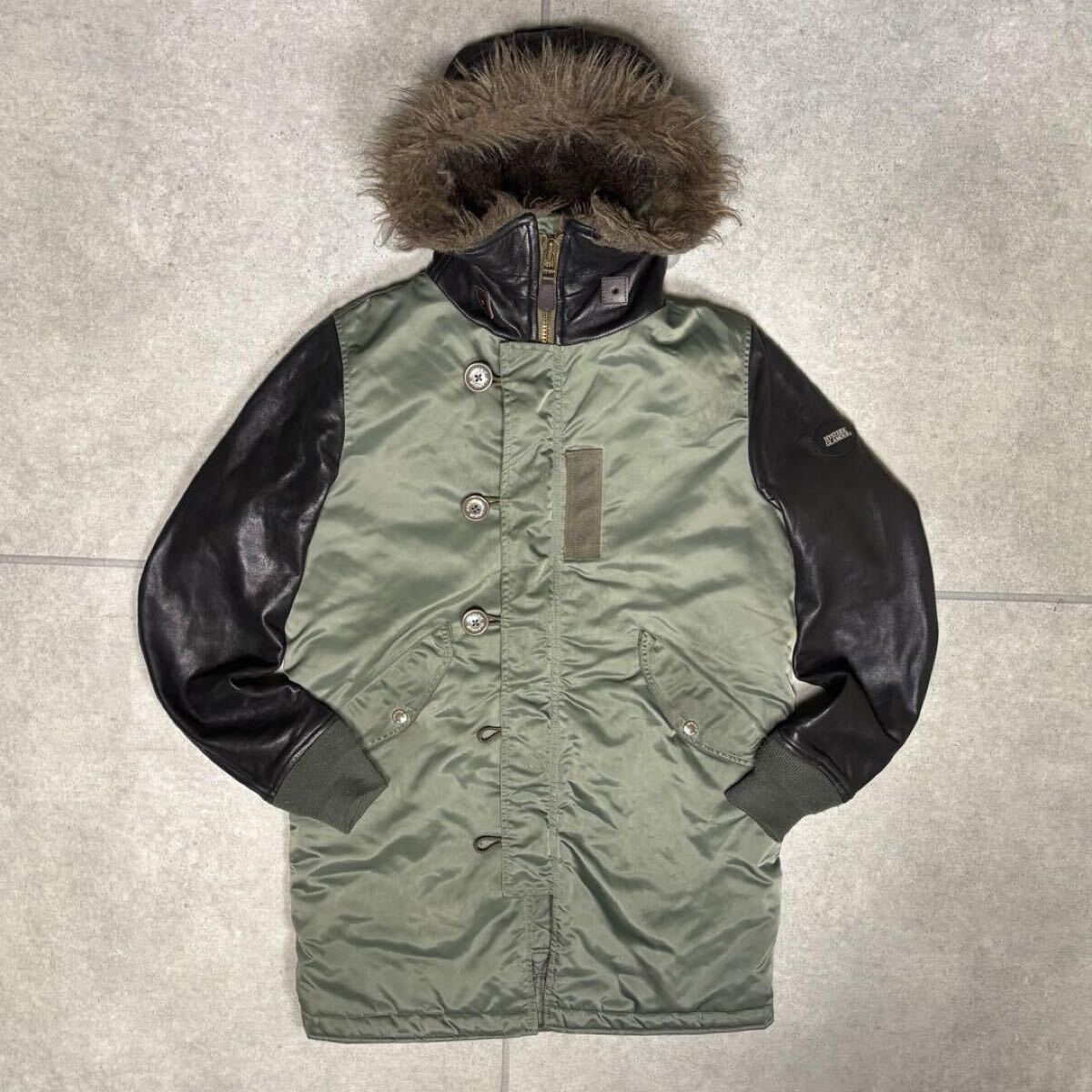 即完 HYSTERIC GLAMOUR N-3B プリマロフト モッズコート 羊革 ヒステリックグラマー ミリタリー ファーキルティング カーキ S拍卖