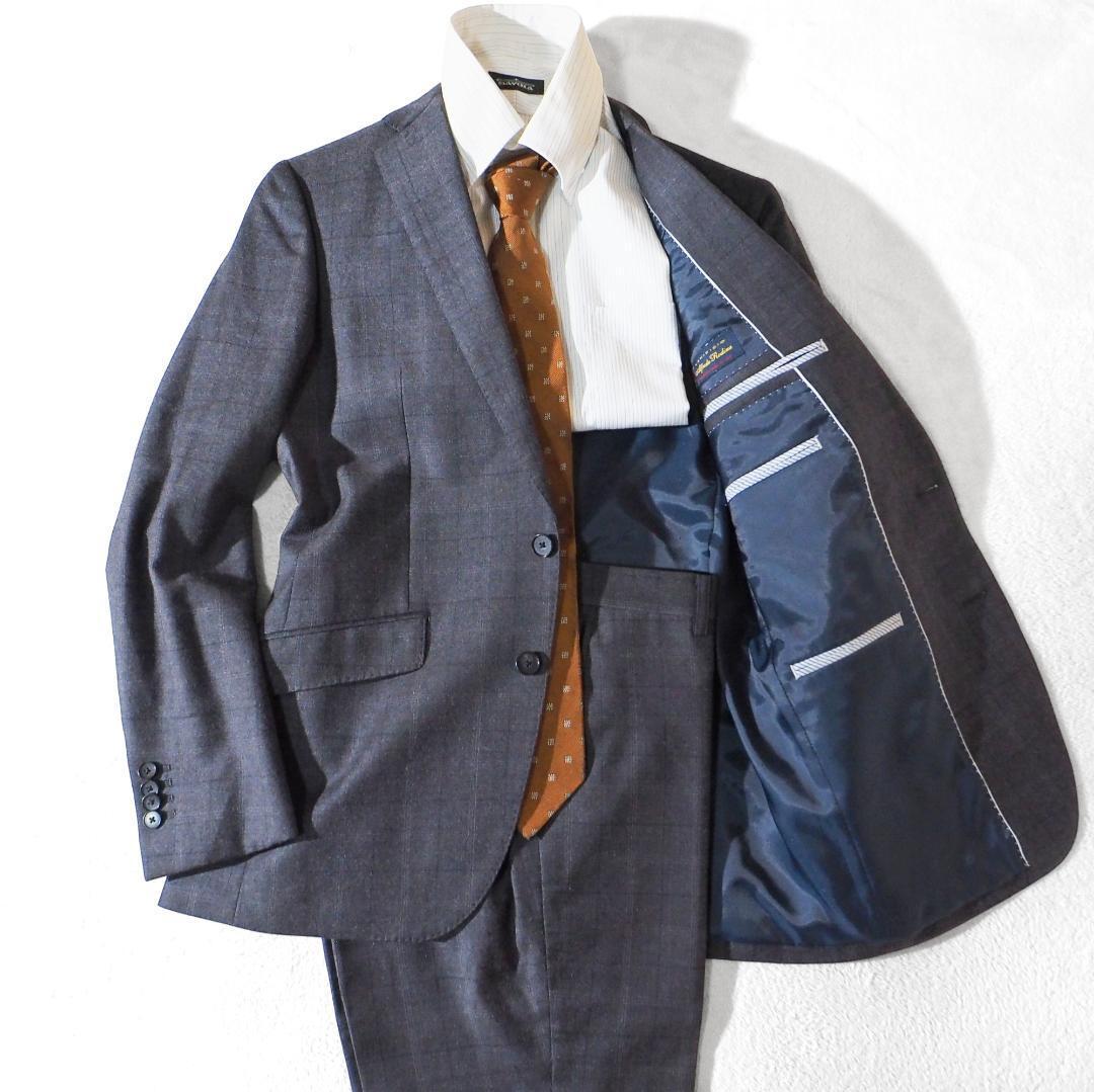 イタリア製 LANIFICIO アルフレッド・ロディーナ Alfredo Rodina 高級ウール100%生地 メンズスーツ Intract ウインドウペン メンズM相当拍卖