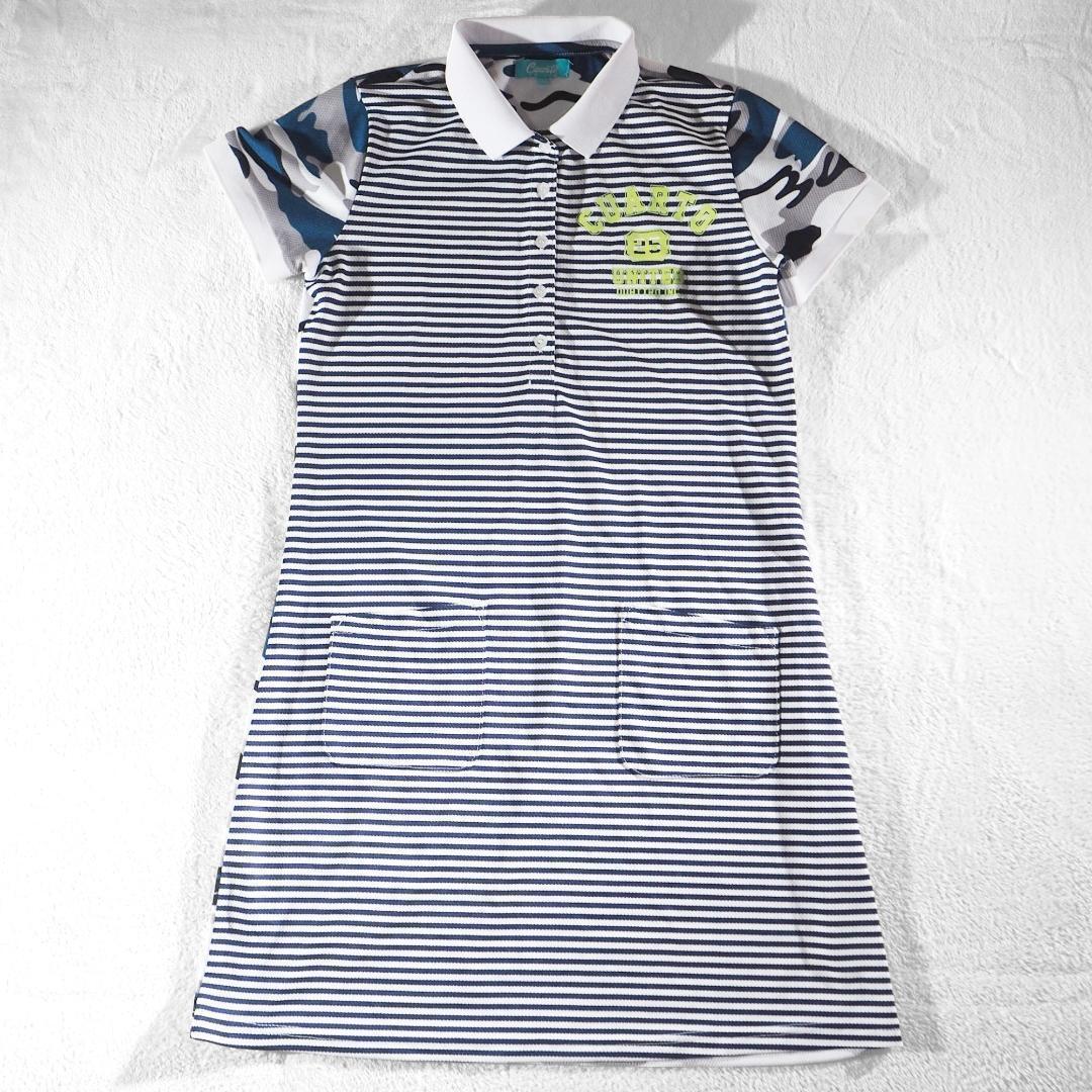 クアルトユナイテッド Cuarto UNITED ポロシャツ ロング丈 半袖 ボーダー 迷彩柄 ポケット前×2 後ろ×1 レディース ゴルフウェア拍卖