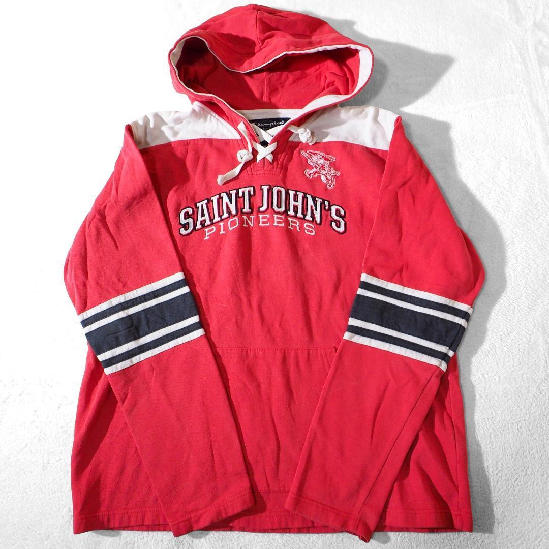 チャンピオン Champion フーディー パーカー スウェットビンテージ カレッジロゴ ビッグシルエット 刺繍ロゴ レッド 赤 メンズXL~2XL相当拍卖
