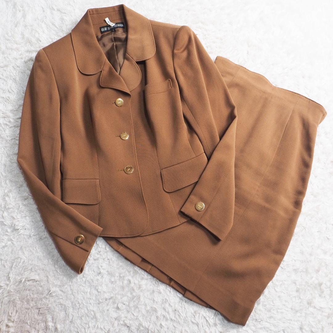 フォーティナインアベニュージュンコシマダ 49AV JUNKO SHIMADA スーツ セットアップ ジャケット スカート ウール100% 金ボタン 9号拍卖