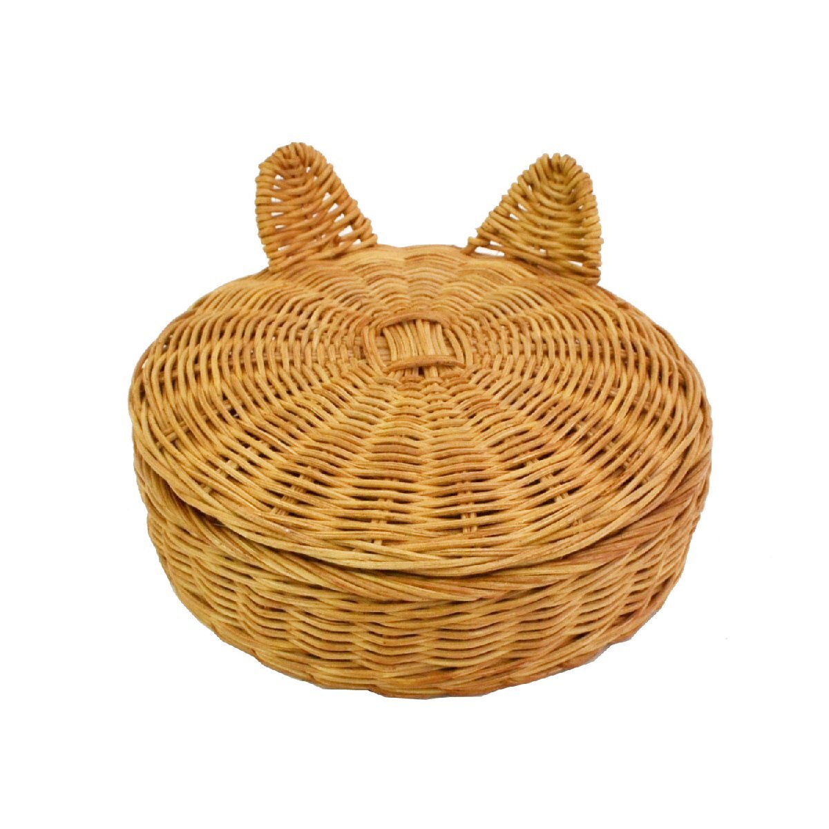 giau ラタン製 キャットバスケット 猫耳 フタ付き 収納拍卖