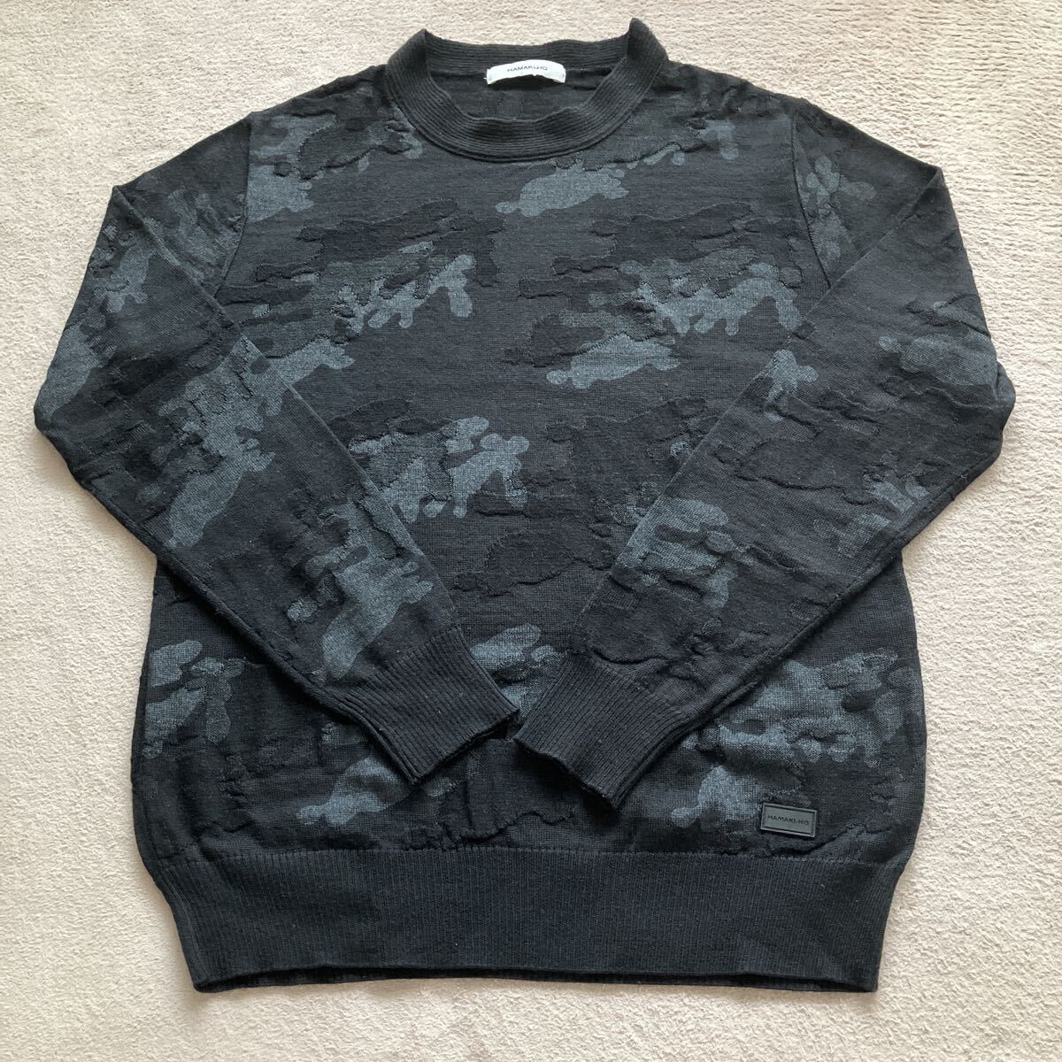 HAMAKI-HO ハマキホ 総柄ニット セーター サイズS ブラック グレー 美品 ルーマニア製拍卖