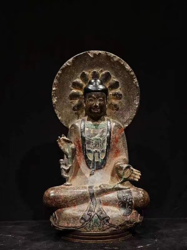 zz9|8549 中国骨董 人間国宝 仏教美術 仏像【青石背もたれ仏】工芸品 時代物 置物 收藏品 珍品旧蔵 伝世家珍拍卖