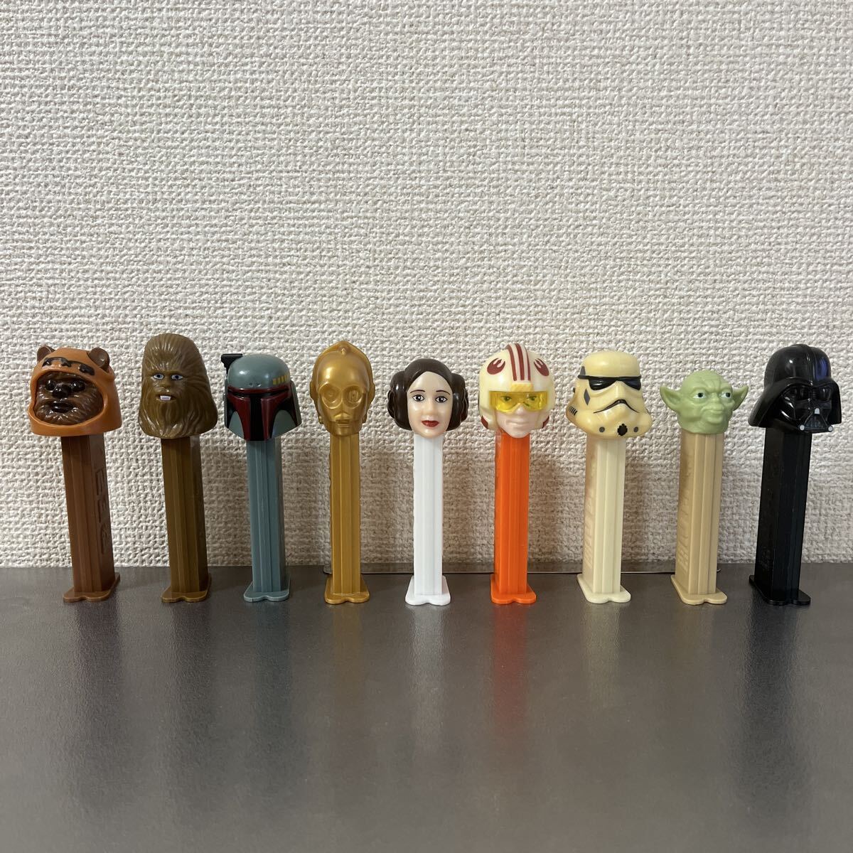 STAR WARS スターウォーズ PEZ ペッツ 当時ものレイヤ姫 ボバフェット C3PO ダースベーダー アナキン ヨーダ 9体セット拍卖