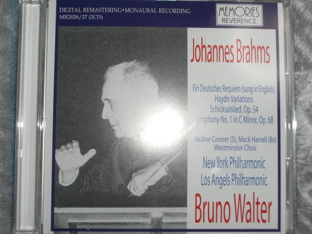 ワルター指揮!ブラームス:ドイツ・レクイエム、他。(2CD) 拍卖