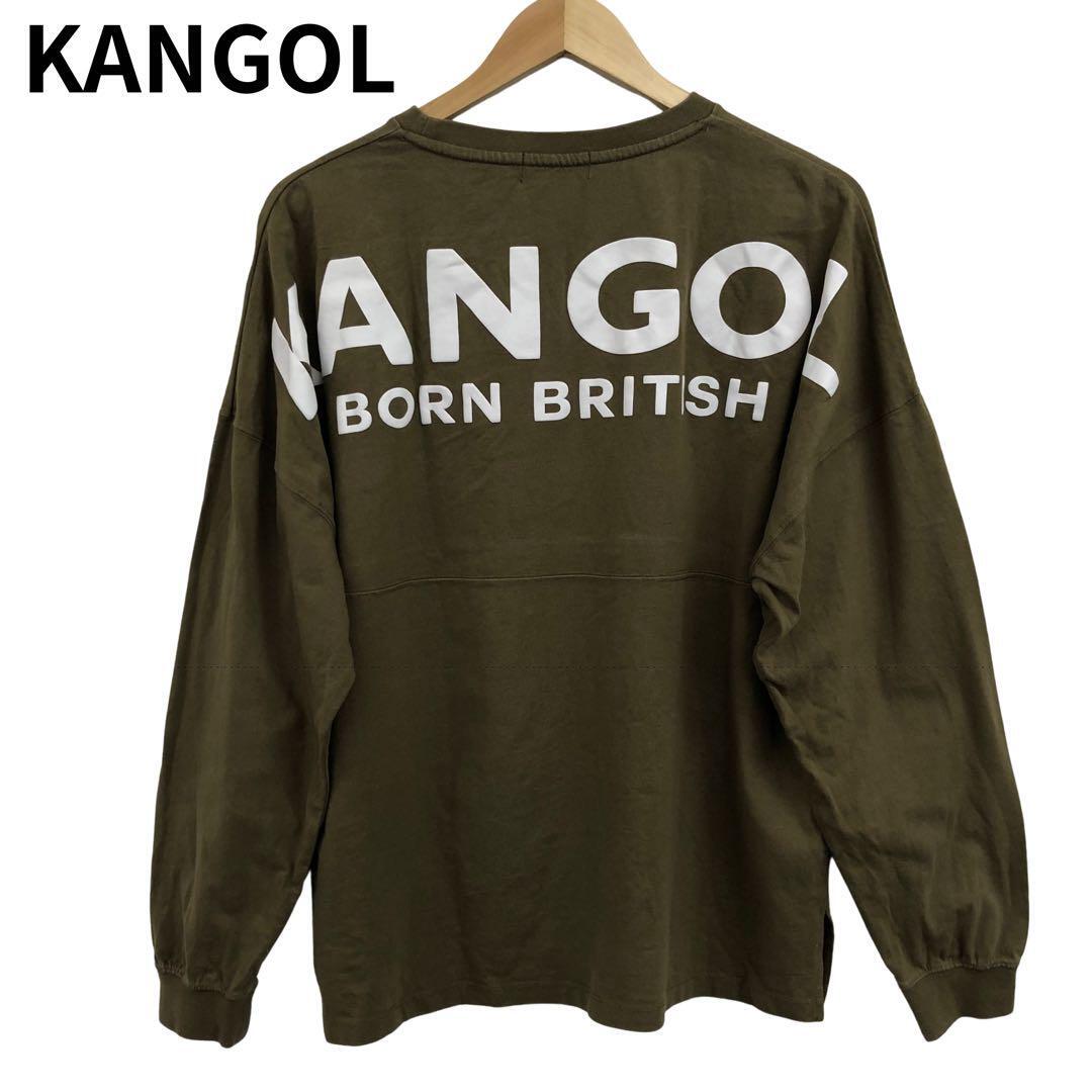 カンゴール 長袖 Tシャツ バックプリント 裾スリット デカロゴ 丸首 ロンT拍卖