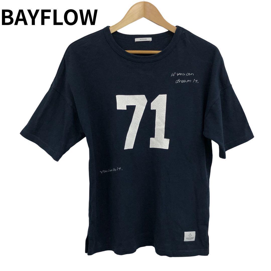 ベイフロー ナンバリングTシャツ 半袖 プリント ワンポイント 刺繍 ネイビー拍卖
