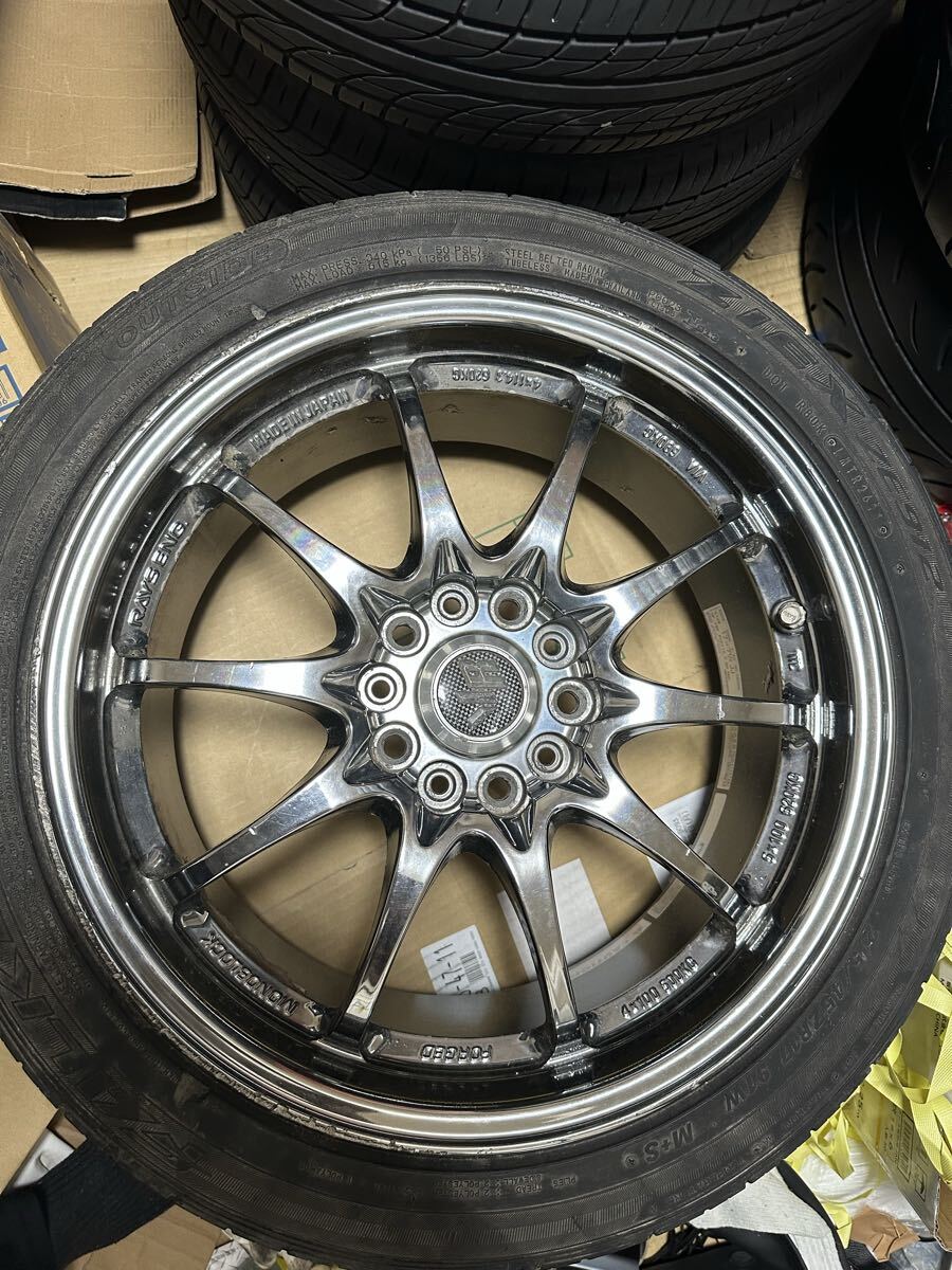 CE28 7.5j48 5H114.3 5穴 17インチ 215/45R17 2本 レイズ 鍛造軽量 タイヤホイール RAYS シルビア スカイライ スイフト シビック fd2拍卖