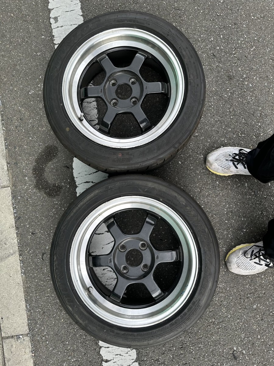ロードスターに!ハイグリップ付 7j35 2本 4H100 4穴 195/50R15 15インチ te37v風 DIREZZA z3拍卖