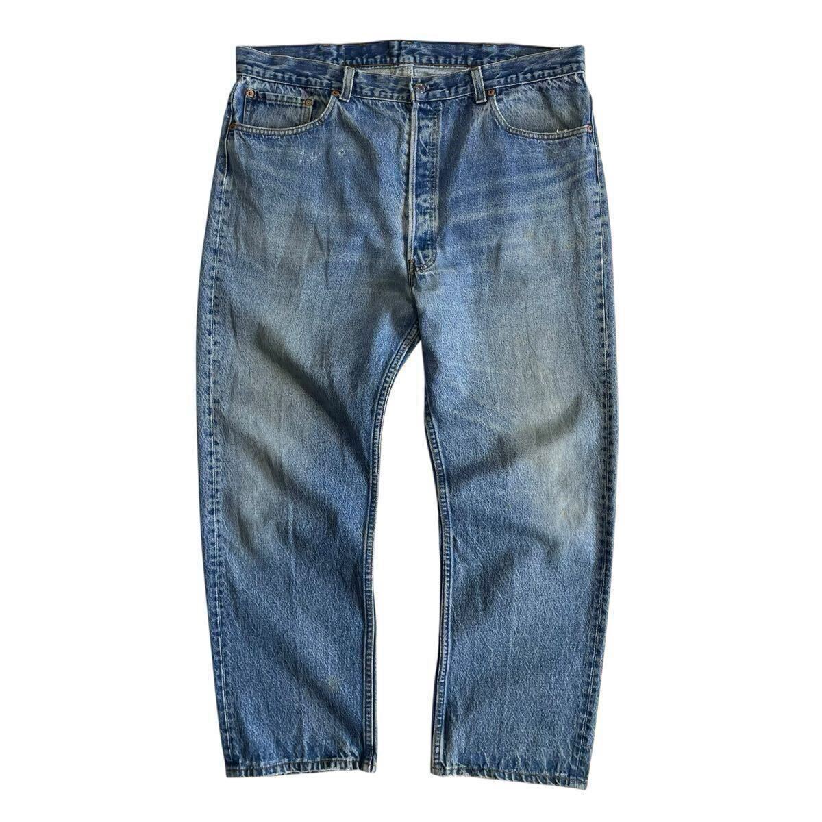 良好☆ビッグサイズ 80s USA製 Levis 501 W42L32 オリジナル ビンテージ リーバイス 501 デニムパンツ 大きいサイズ 89年製 ヒゲ 552拍卖