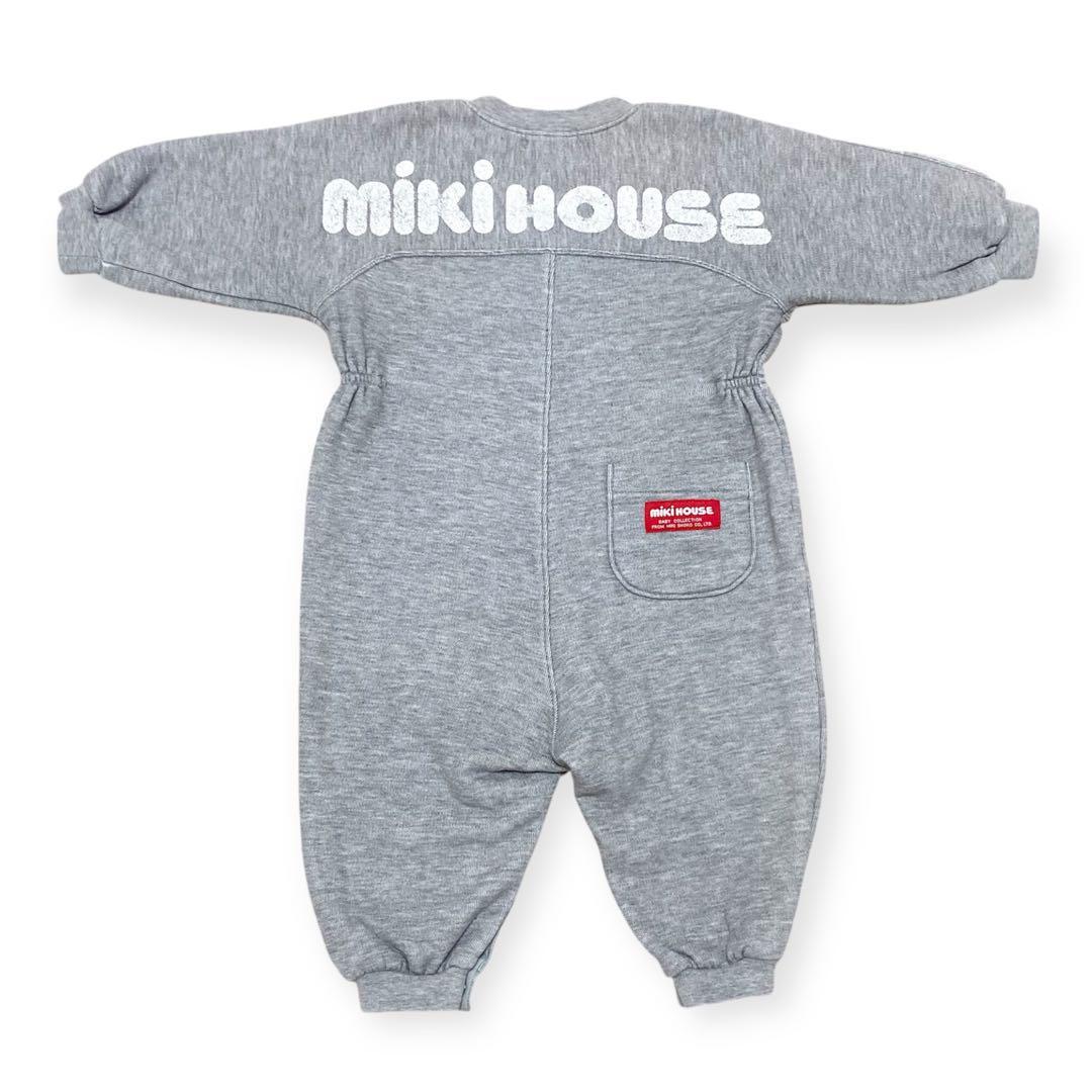 ミキハウス 70 長袖ロンパース 秋冬物 ビッグロゴ レトロ オールド レア バックロゴ ヴィンテージ カバーオール オーバーオール拍卖