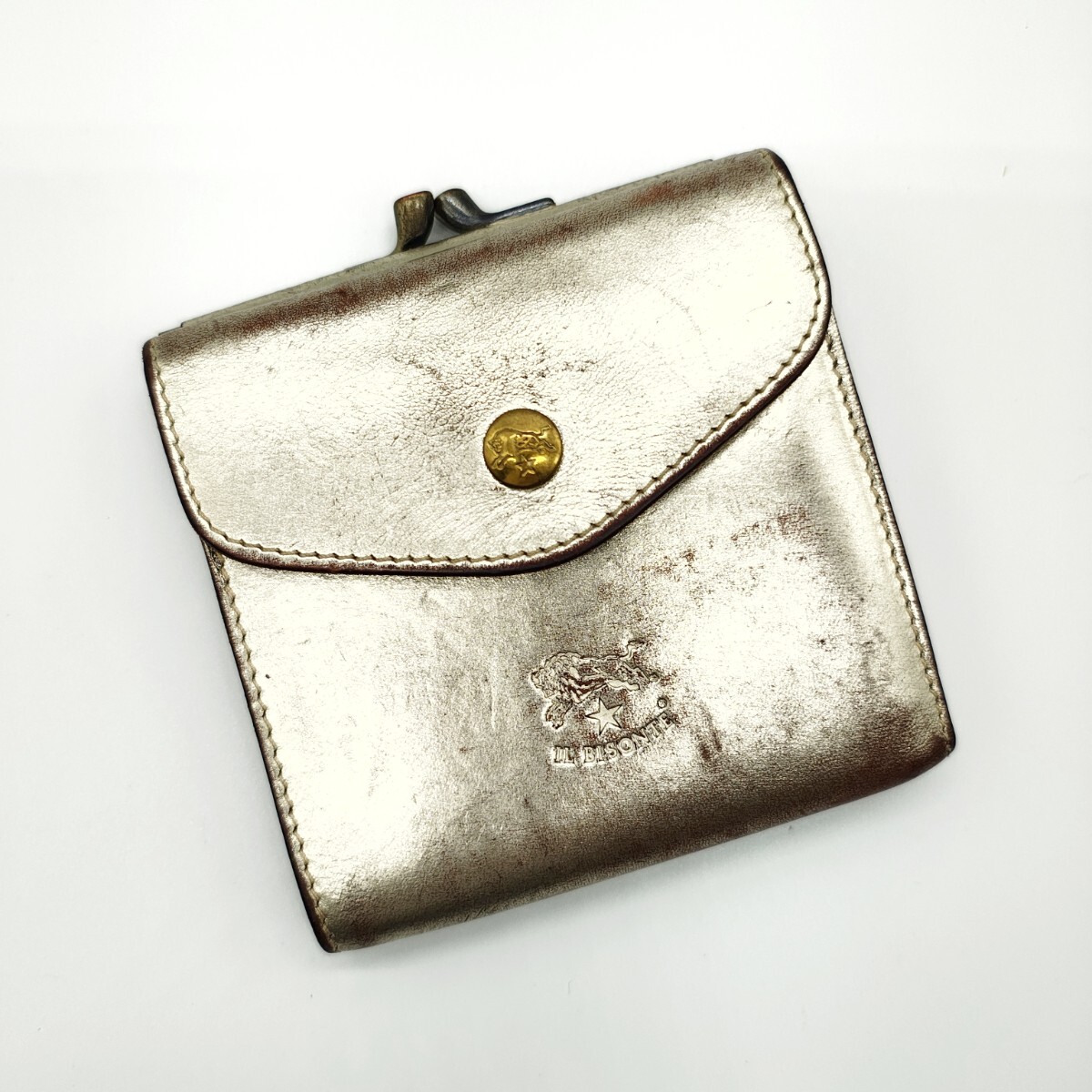 IL BISONTE イルビゾンテ がま口 二つ折り財布 ゴールド拍卖