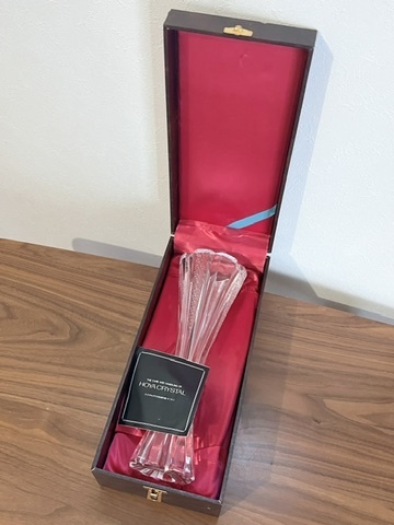 未使用 HOYA CRYSTAL 花びん ホヤ クリスタル 花瓶 引き取り可拍卖