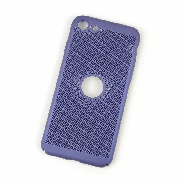 iPhone SE 2/SE 3用 メッシュ放熱カバー ハードケース 側面フル保護 ストラップ対応 ネイビー拍卖