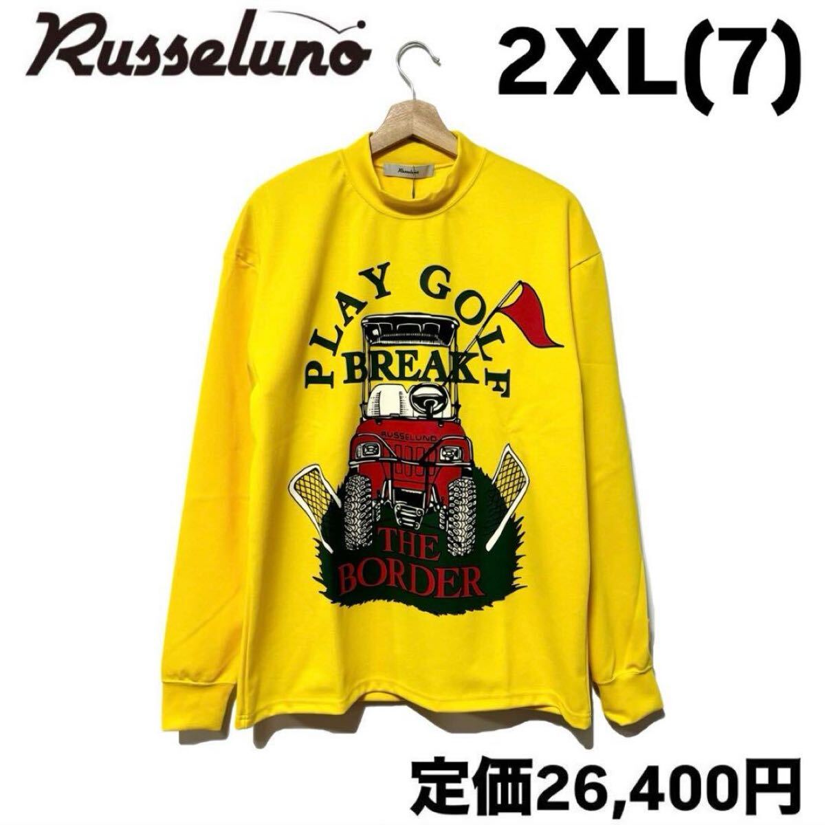 新品 ラッセルノ ゴルフ バギーカート ルーズフィット モックネック イエロー 2XL ゴルフウェア RS-2240602拍卖
