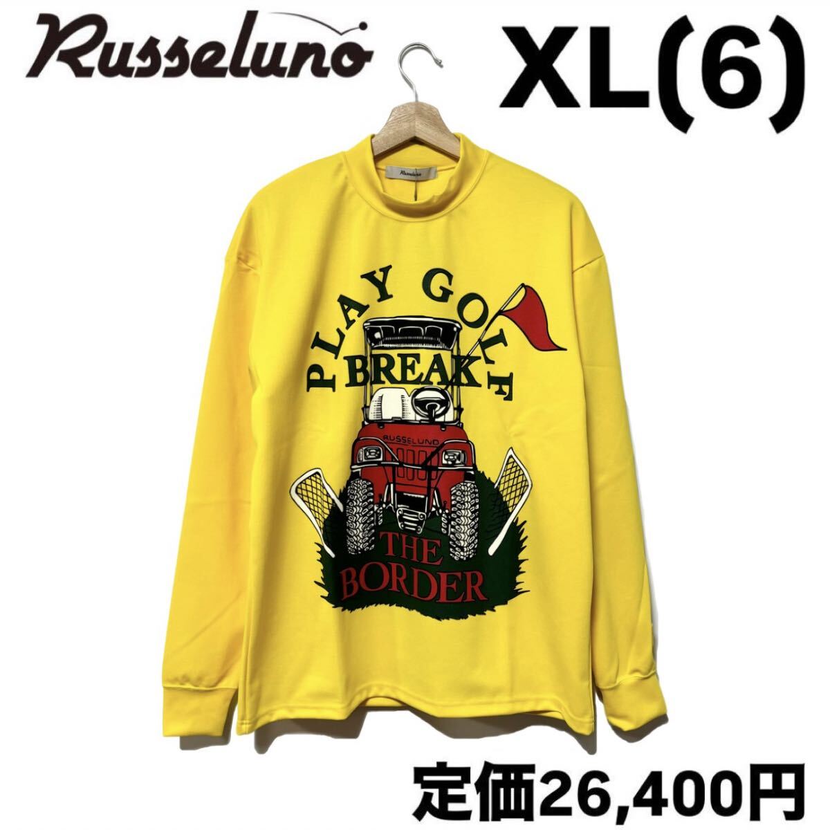 新品 ラッセルノ ゴルフ バギーカート ルーズフィット モックネック イエロー XL 6 ゴルフウェア RS-2240602拍卖