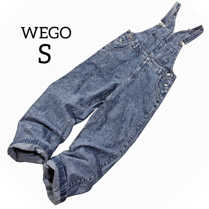 78 【WEGO】 デニム オーバーオール サロペットパンツ S ケミカルウォッシュ ゆったり オーバーサイズ カジュアル ウィゴー レディース拍卖