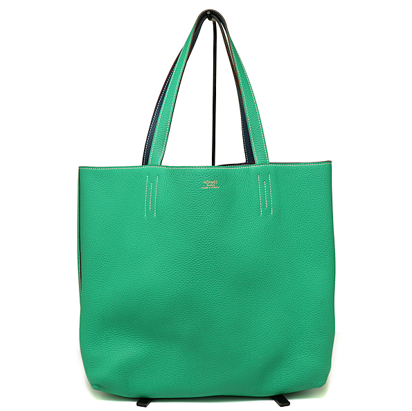 エルメス ドゥブルセンス36 リバーシブル トートバッグ □P刻印 トリヨンクレマンス ミント×ブルー HERMES拍卖