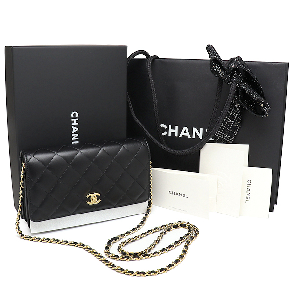未使用 シャネル マトラッセ チェーンウォレット AP4241Y01295 C3906 直営店購入品 チェーンショルダーバッグ レザー ブラック CHANEL拍卖