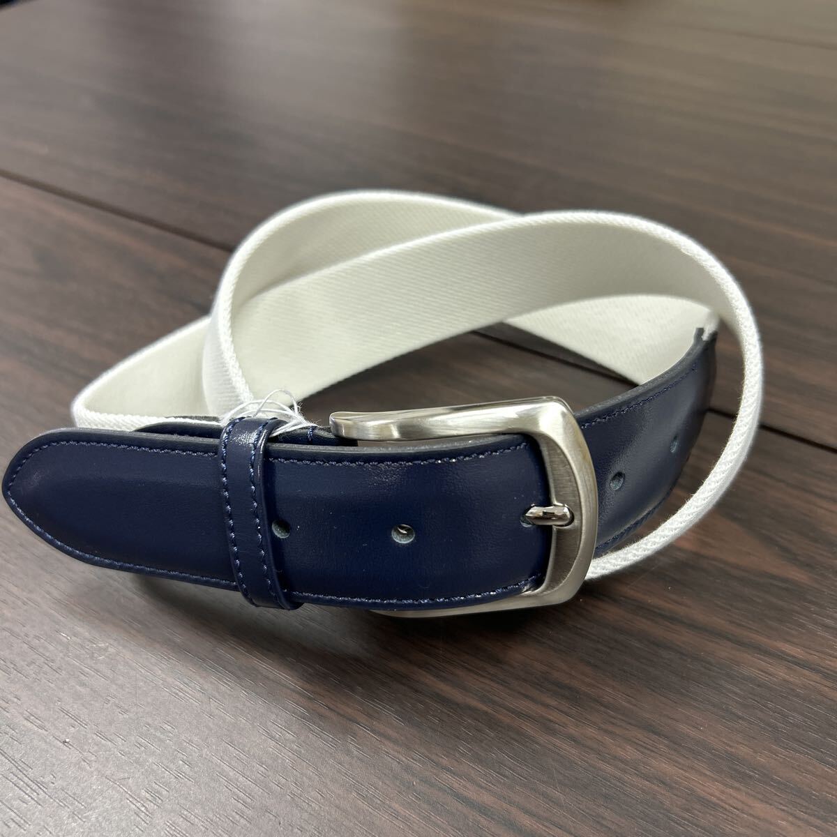 日本製カジュアルベルト ネイビー×ホワイト(c#29*10) L size拍卖