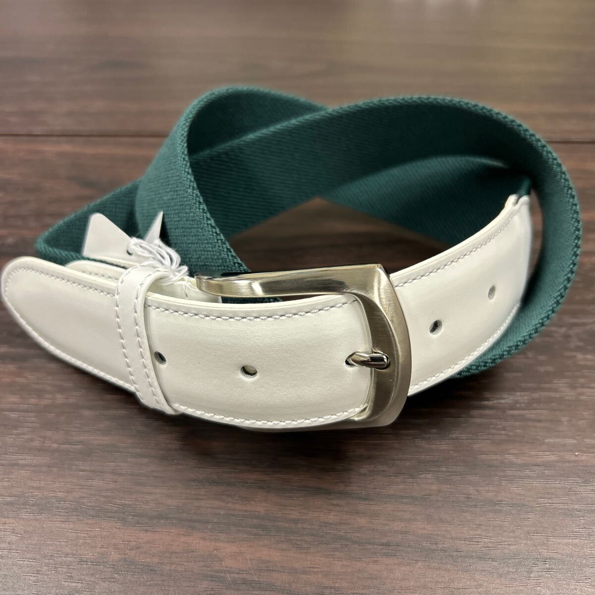 日本製カジュアルベルト グリーホワイト(c#10*47) M size拍卖