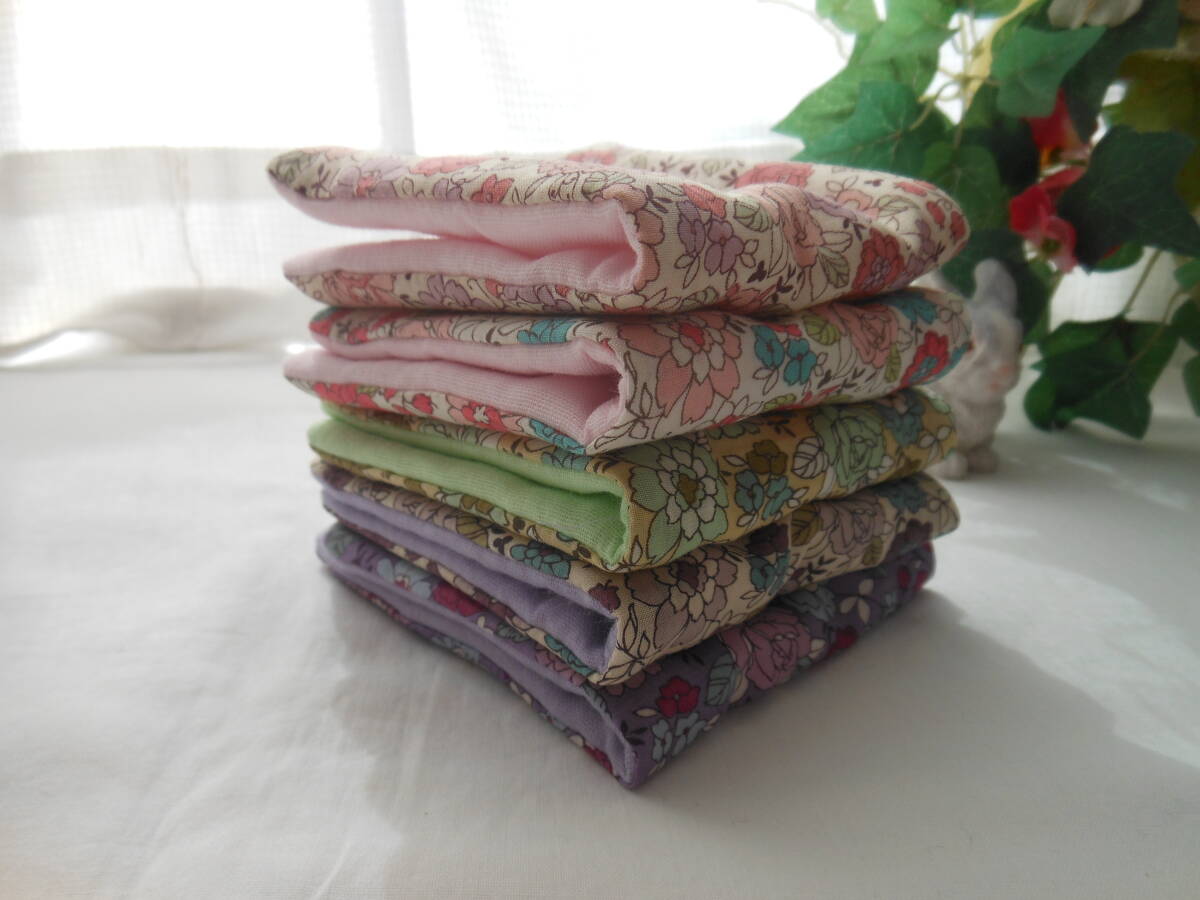 ふわふわガーゼハンカチ YUWA花柄5枚 ① ♪ バザー プチギフト拍卖