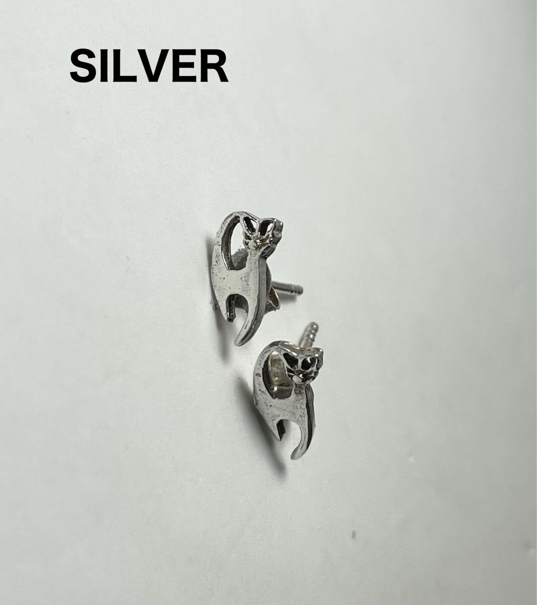 YQkげrち SILVER925ユニセックス化け猫ピアス ネコ好きシルバー925ピアスギフトr拍卖