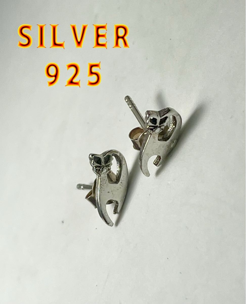 YQkげtsや SILVER925ユニセックス ハロウィン化け猫ピアス シルバーピアスギフト拍卖