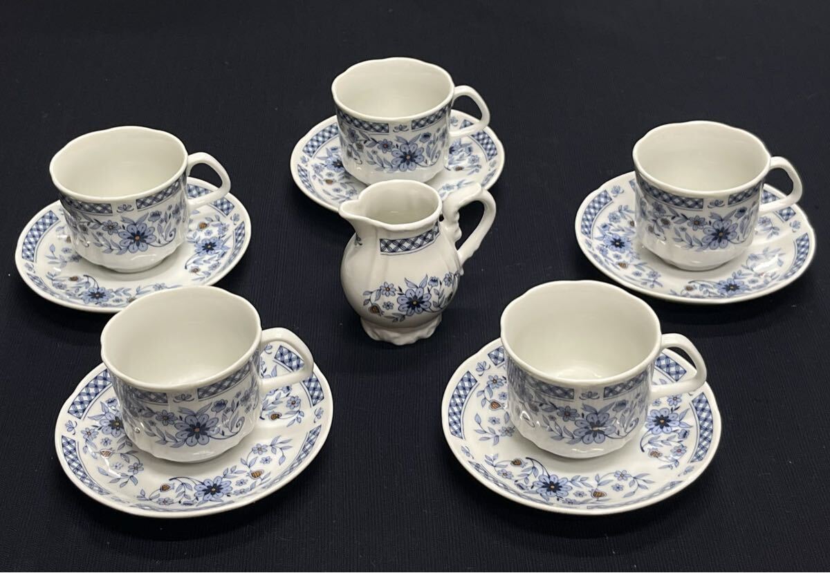 TD FINE CHINA★ミルクピッチャー付 カップ&ソーサー 5客セット/未使用 保管品拍卖