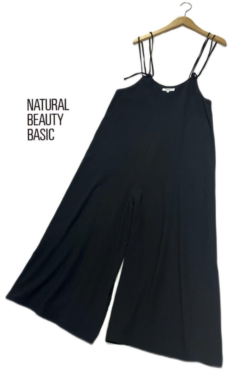 Natural Beauty Basic★ナチュラルビューティーベーシック★(S)キャミソール オールインワン/黒 美品拍卖