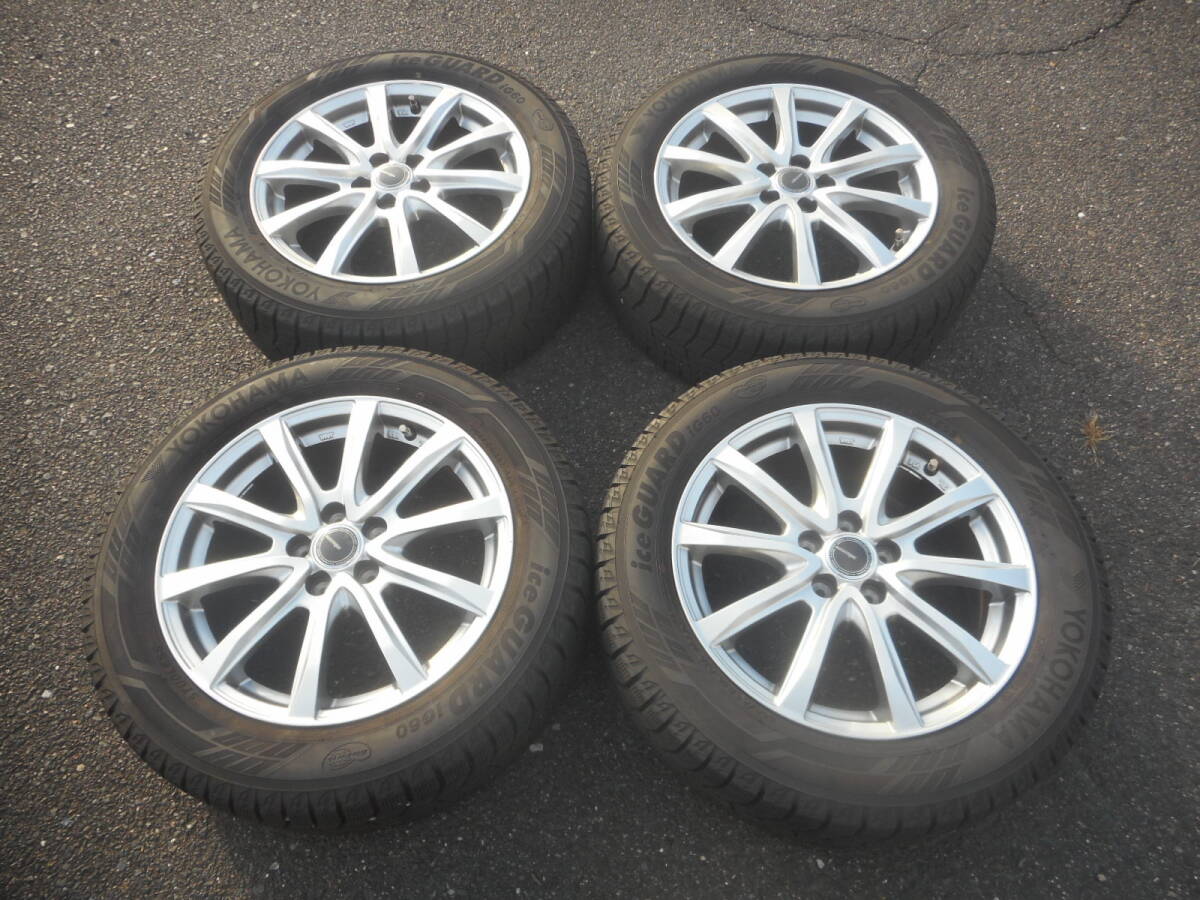 ミルアス MILLOUS アルミホイール 6.5J 16インチ +48 16in PCD100-5穴 美品 205/55R16 YOKOHAMA ice GUARD iG60 23年 8~9分山スタッドレス拍卖
