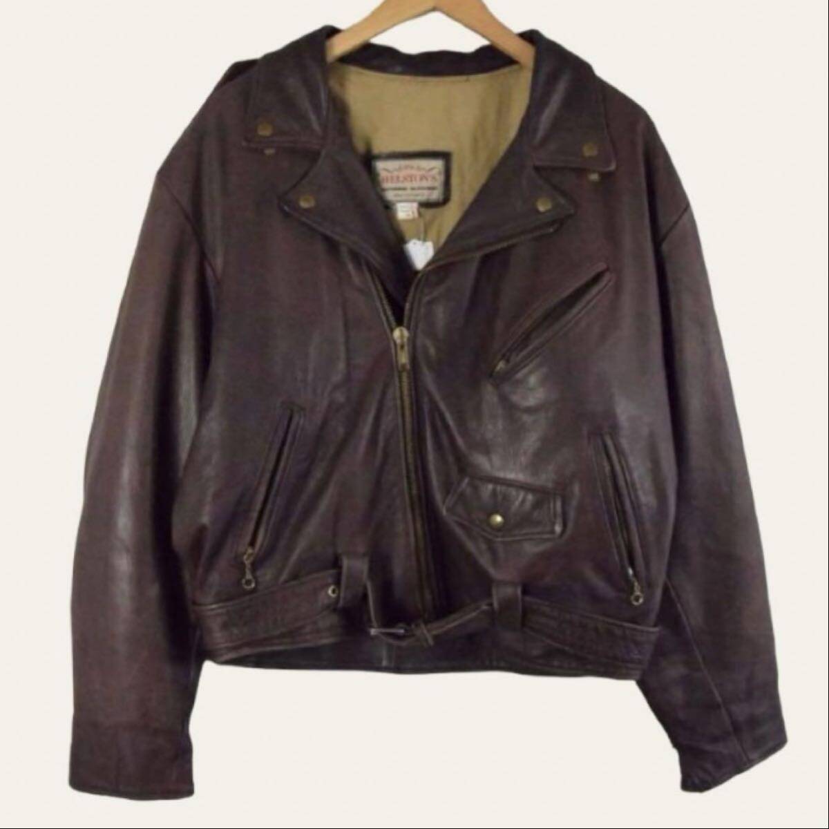 【フランス製VINTAGE】HELSTON'S レザーライダースジャケット拍卖