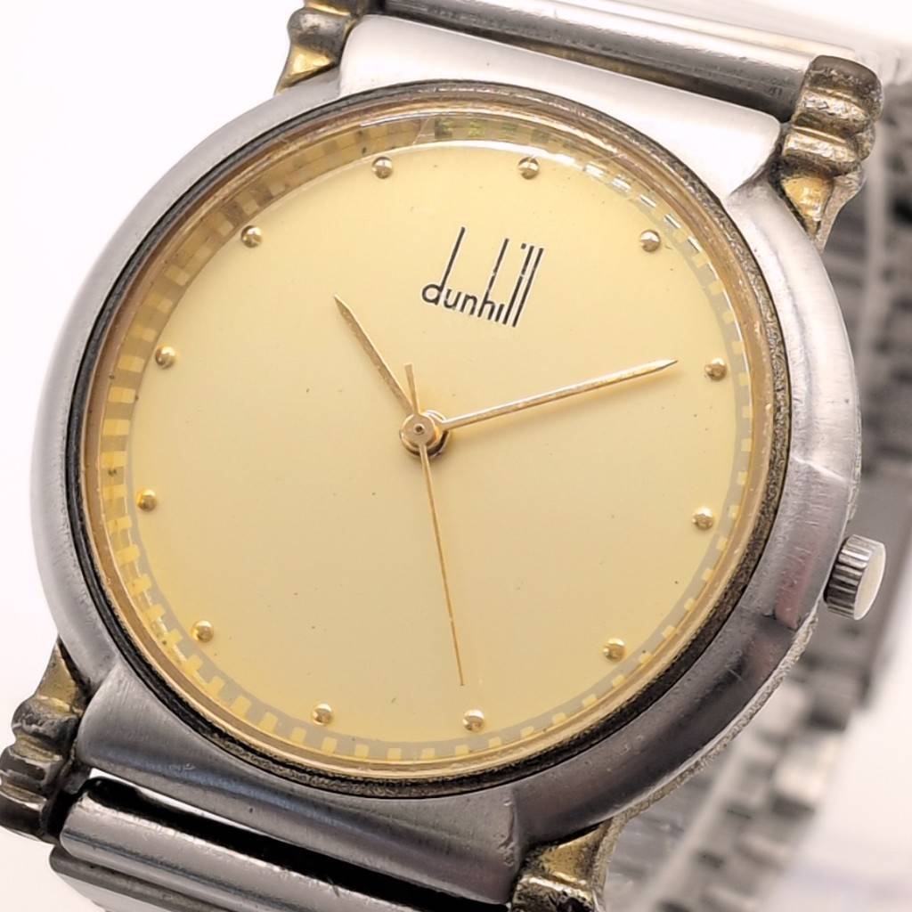 KIS/313716-1/3000/S102-4/【幕張】腕時計 dunhill ダンヒル クォーツ メンズ 重量:約50.9g    拍卖
