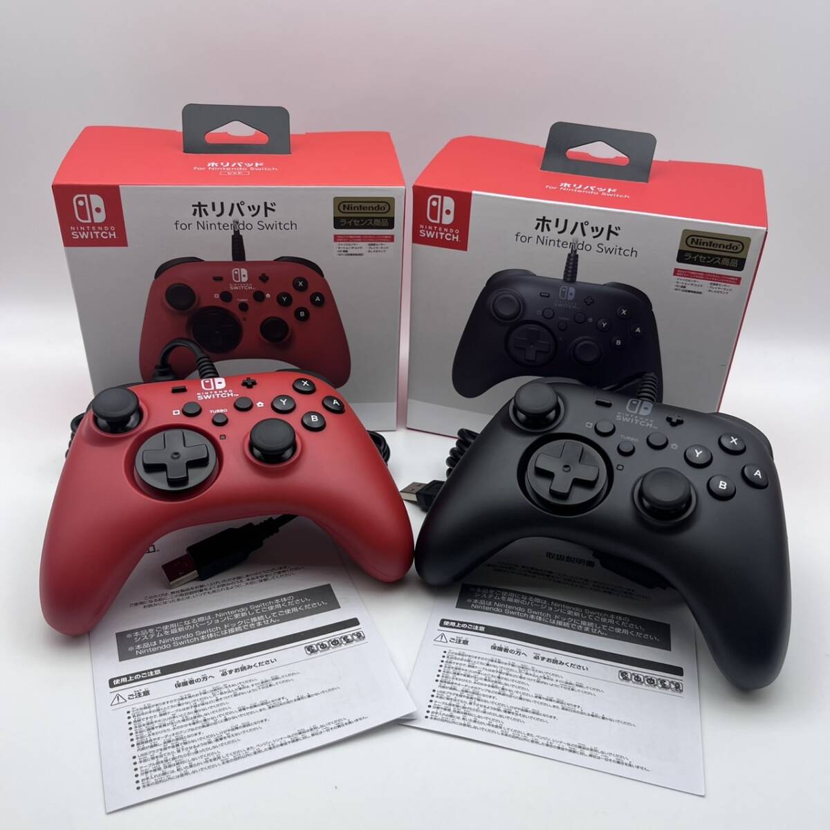 KIS/030076-5/500/S102-101/【幕張】Nintendo ニンテンドー ニンテンドースイッチ ホリパッド 2点まとめ ゲーム 赤 黒 箱付き拍卖