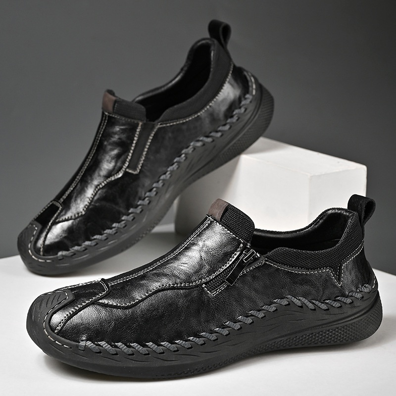 スリッポン スニーカー 新品★メンズ ドライビングシューズ アウトドアシューズ 男性靴 春秋靴【20886】黒 26.5cm拍卖