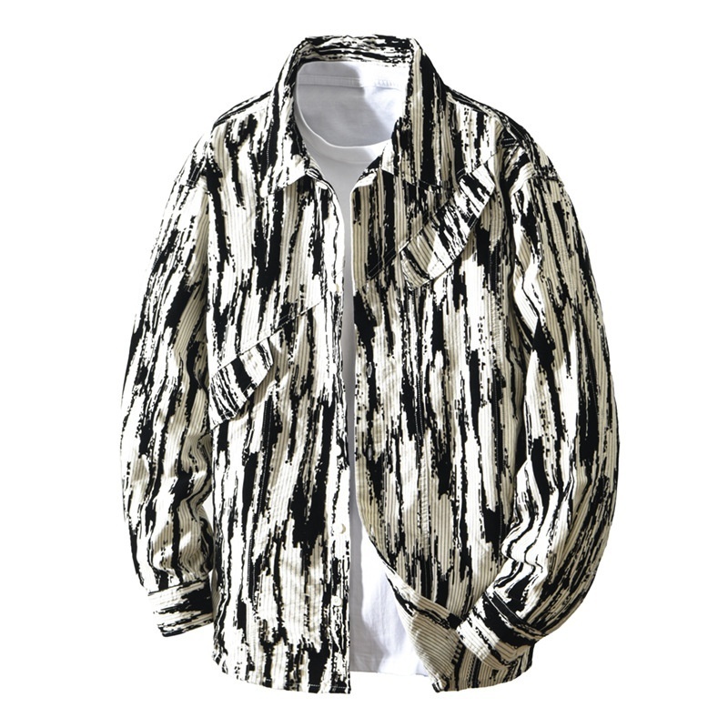 長袖シャツ シャツジャケット 新品★メンズ トップス 春秋服 ウエスタンシャツ カジュアルシャツ 開襟シャツ【T799】白系 4XL拍卖