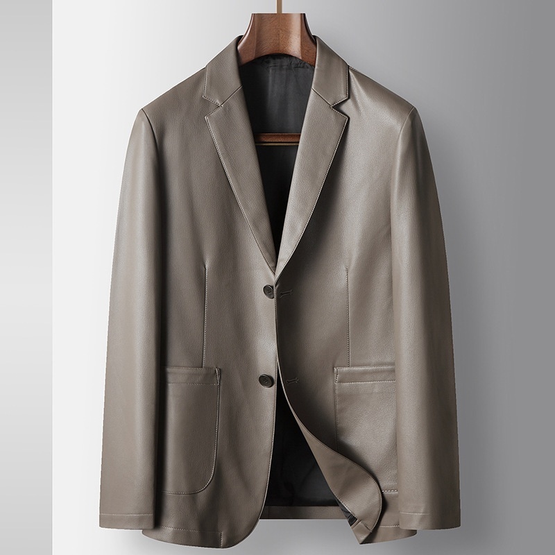 ジャケット テーラードジャケット フェイクレザーPUレザージャケット メンズ*新品 ブレザー 春秋冬服紳士服【YSY999】カーキ L拍卖