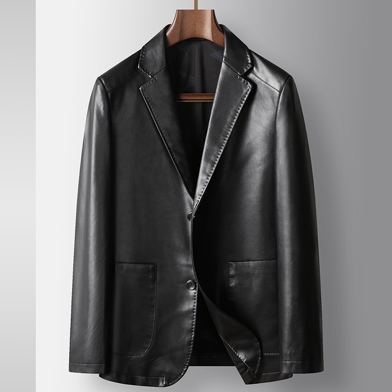 ジャケット テーラードジャケット フェイクレザージャケット メンズ*新品 ブレザー 春秋冬服 アウター【YSY2202】黒 3XL拍卖