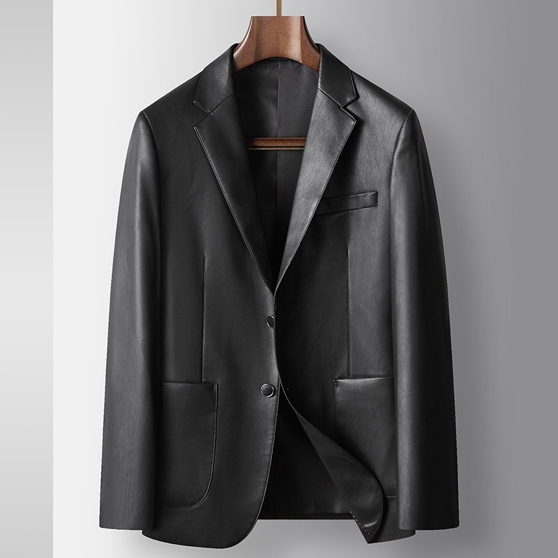 テーラードジャケット フェイクレザー ジャケット PUレザージャケット メンズ*新品 ブレザー 秋服冬服紳士服【1CKPY】黒 L拍卖