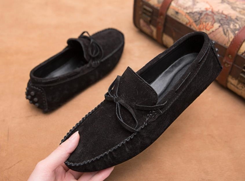 ローファー スリッポン スエード 新品★メンズ 男性靴 ドライビングシューズ 紳士靴 カジュアルシューズ【806】黒色 26.5cm拍卖