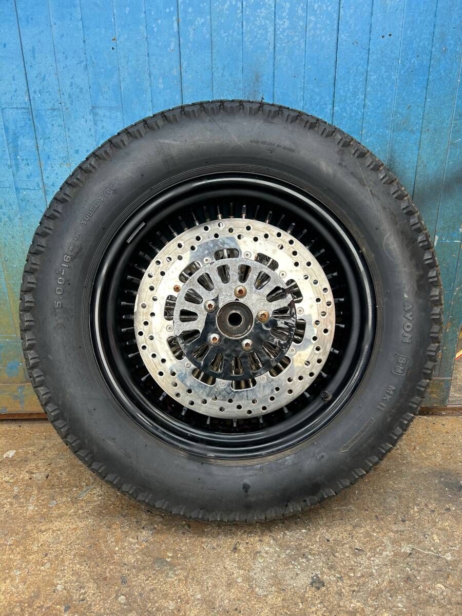 中古部品 ハーレー ファットスポークホイール 16インチ ブラック ホイール 中古 拍卖